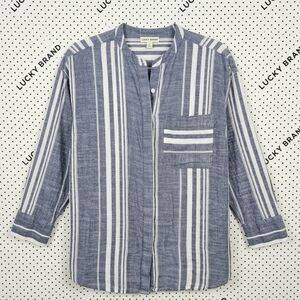 PLUS - Lucky Brand Blue & White Striped Button-Front Shirt